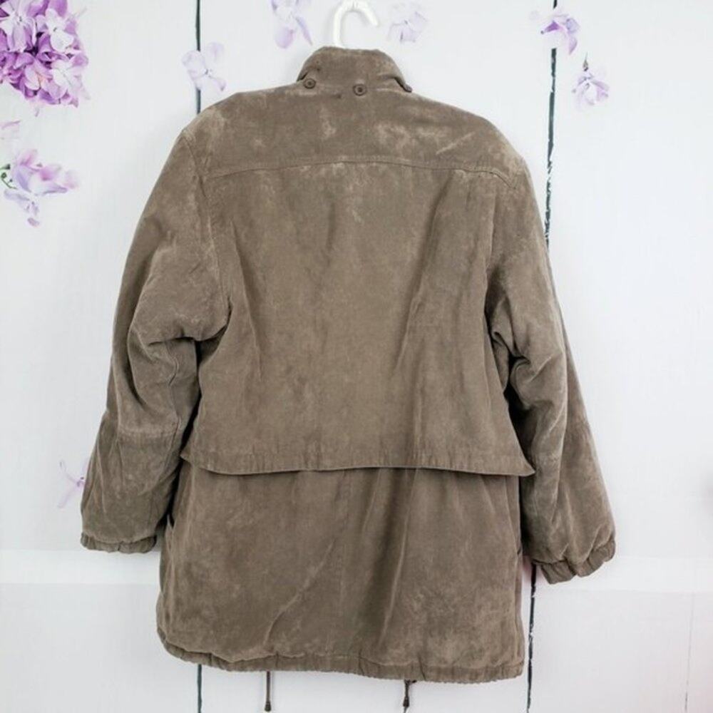 Worthington Essentials Soft Brown Faux Suede Zip Coat Jacket M - Picture 2 of 12